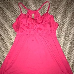 Hot pink ruffled shirt